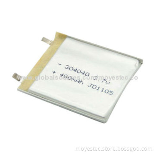 370mAh Li-polymer Rechargeable Battery, Used for LED Lights, Sized 3.0 x 40 x 40mm